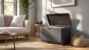 Fini de transporter vos sacs de pellets au salon avec ce coffre de rangement design et ultra-pratique qui facilite la vie