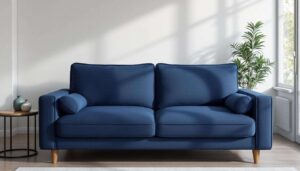 Ce canapé 2 places bleu foncé avec accoudoirs larges passe à prix mini chez IKEA : pourquoi il va faire un carton dans les petits salons